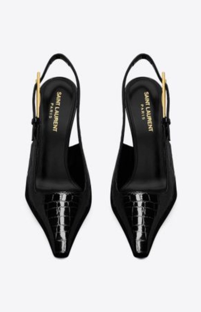Saint Laurent Crocodile Lee Slingback Pumps Size 7.5 New