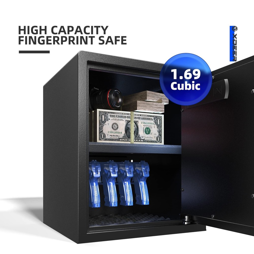 Biometric Safe Box Quickaccess Security Safe Box With Upgraded Fingerprint Steel-image