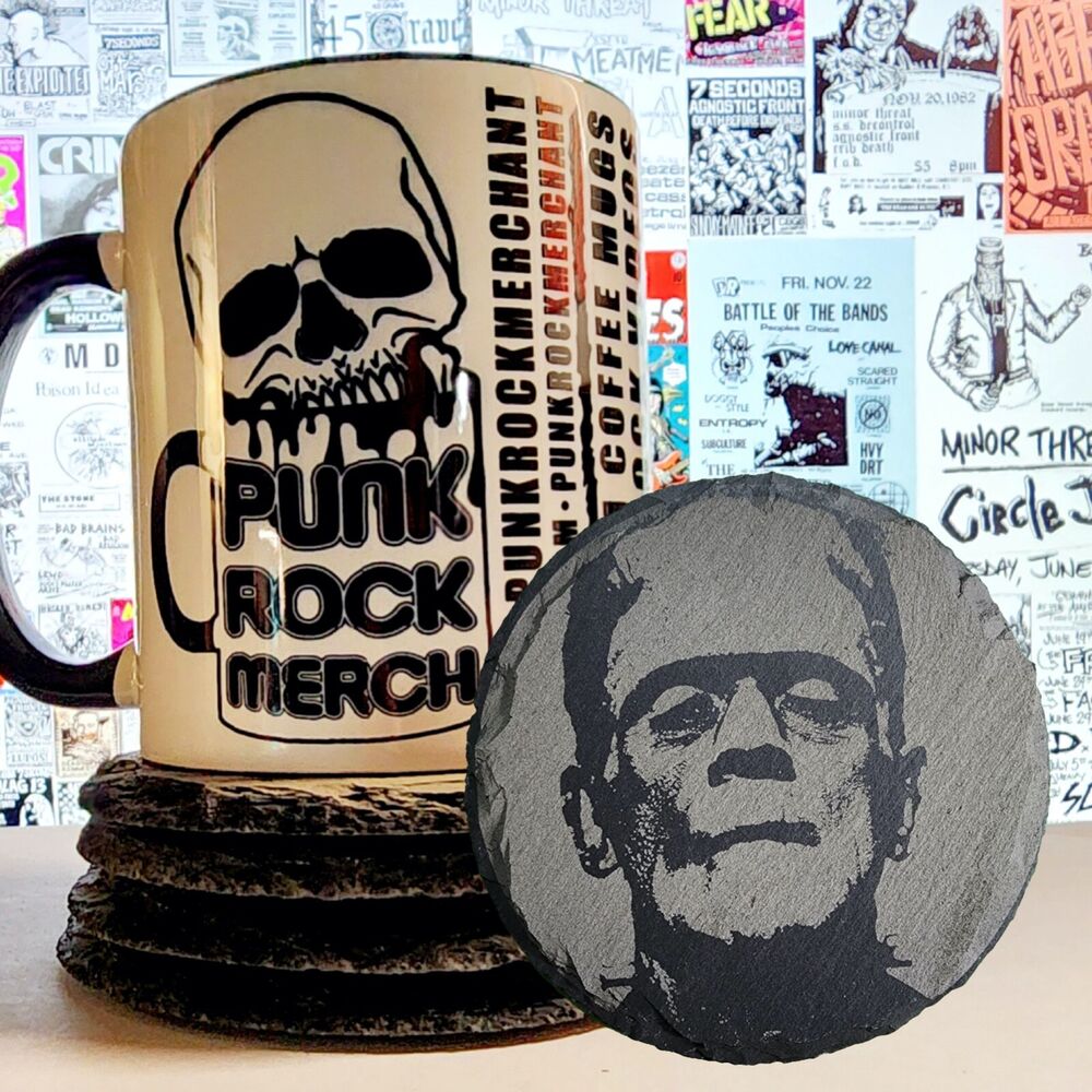 Frankenstein Laser Engraved  Slate Coaster 4
