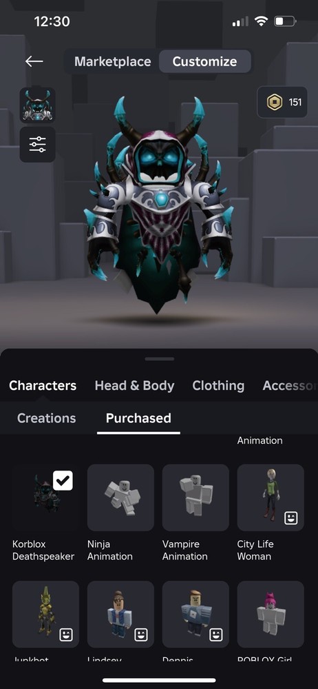 Korblox Roblox account (lots of clothes, Accessories, Game passes, Mid Stack)