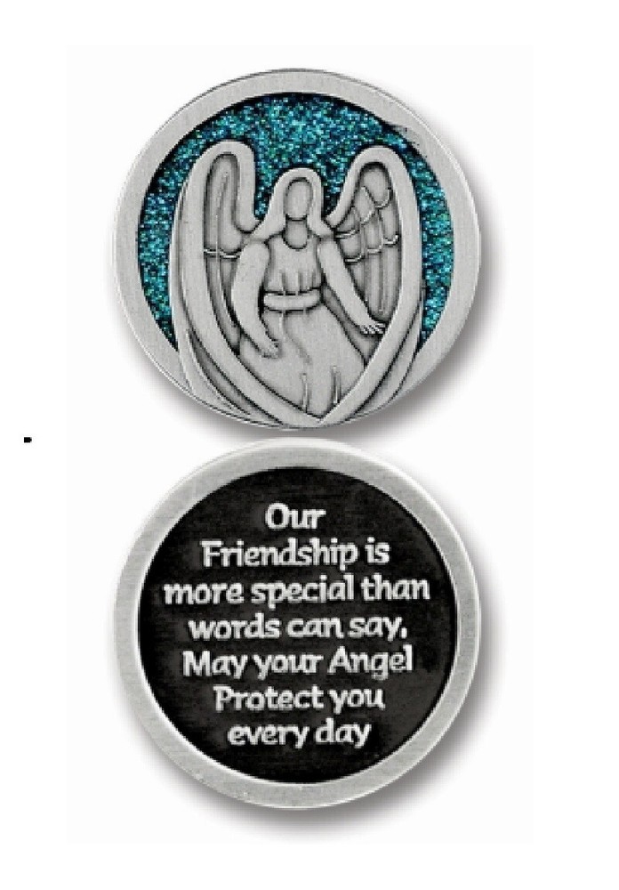 Friendship Angel Enamel Pocket Token NEW (PT676) W/Organza Bag