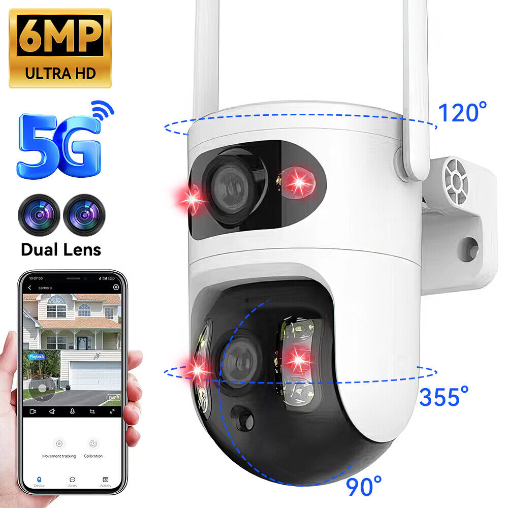 Dual Lens 6MP Wifi Security Camera for Baby Monitor Dog Camera Motion Detection