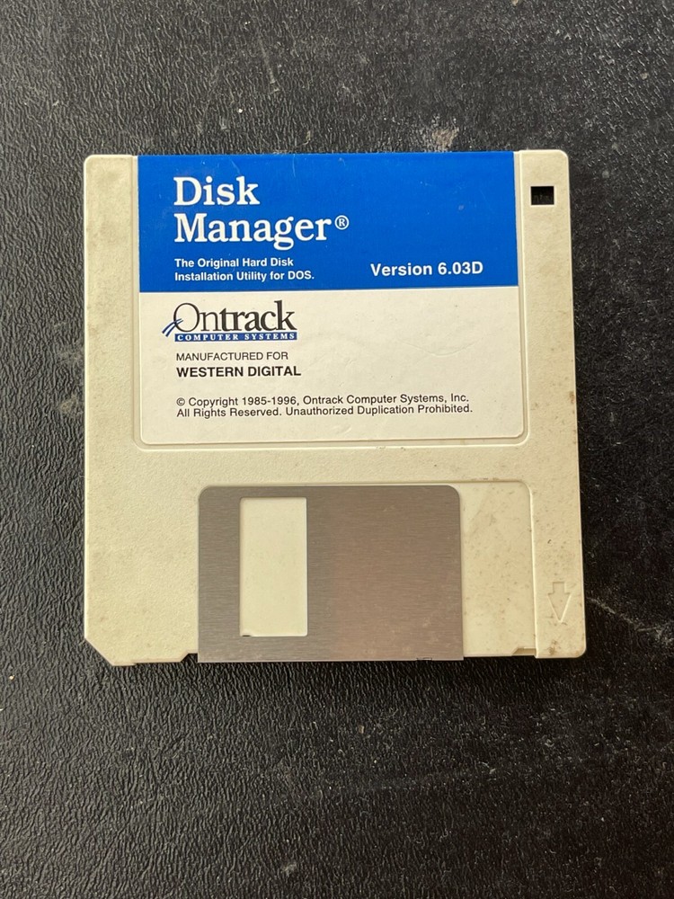 Western Digital Disk Manager Version 6.03D for DOS 3.5 Media