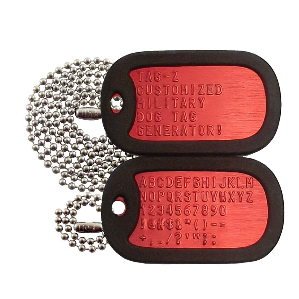 2 Military Dog Tags - Custom Embossed RED - Medical Alert Tags