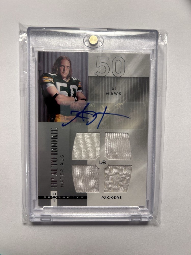 2006 Fleer Hot Prospects AJ Hawk Rookie Auto Jersey RC #210/999