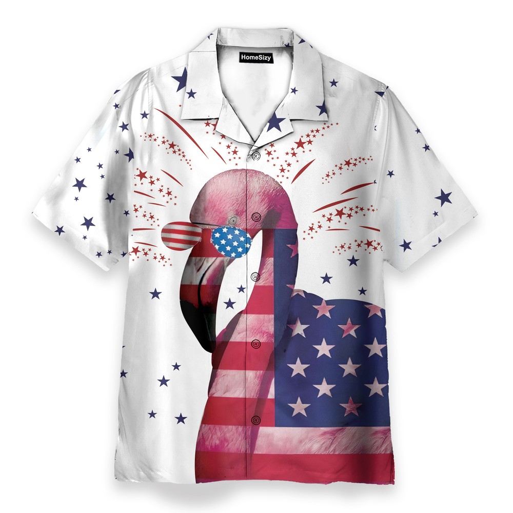 Flamingo 4th July Idependence Day   Hawaiian Shirt