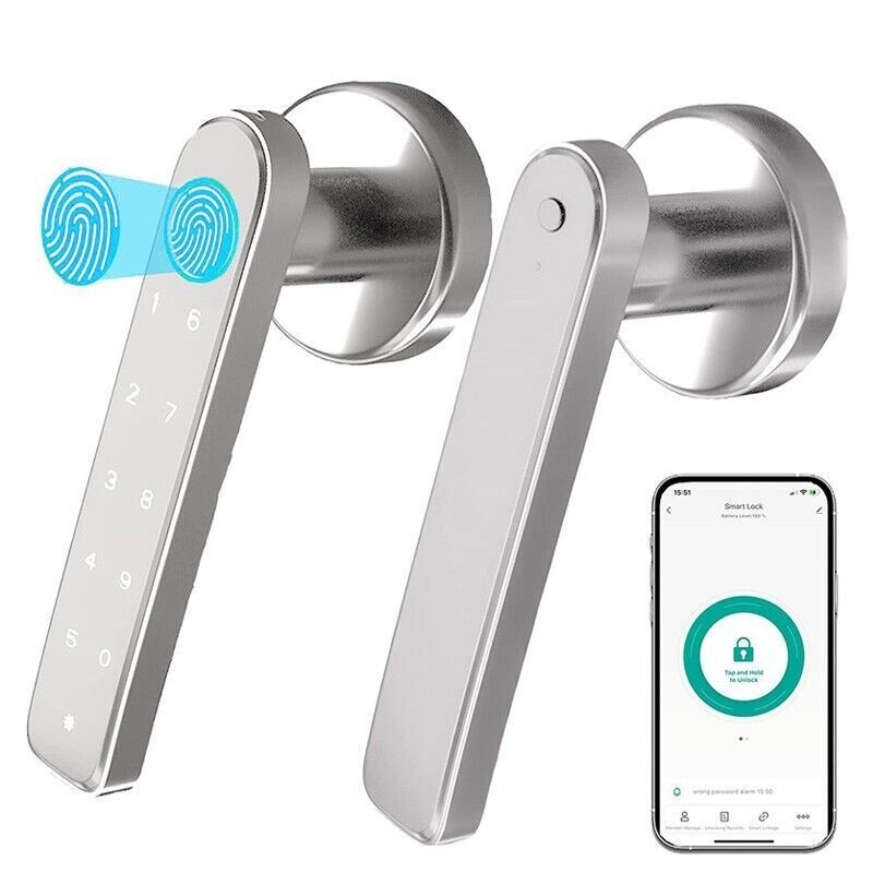 Biometric Fingerprint Smart Door Lock with Tuya App Control and Handle-image