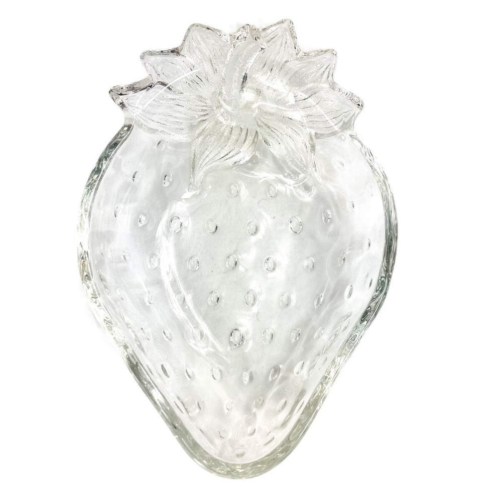 Vintage Mikasa Strawberry Glass Trinket Dish Textured Studio Nova 4.5 Inch Candy Bowl