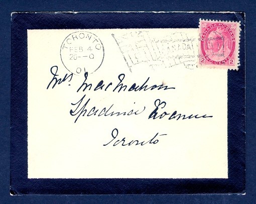 Rare Canada 2c Mourning Cover Toronto FE 4 Flag Cancel Stamp