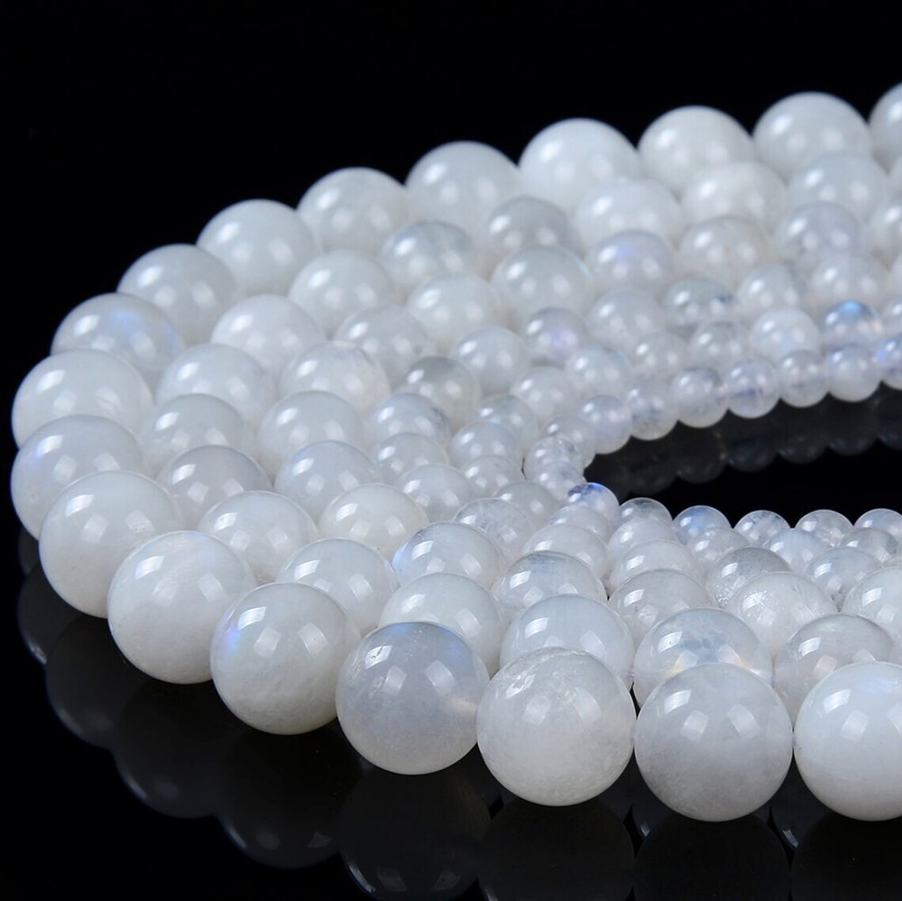 A++ Rainbow Moonstone 5-7mm Smooth Round Loose Beads 13 Inch Healing Gemstone  