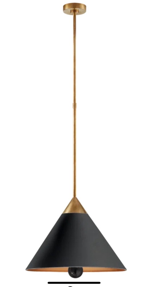 Visual Comfort | Kelly Wearstler Cleo Pendant, Black Shade, Burnished Brass-image