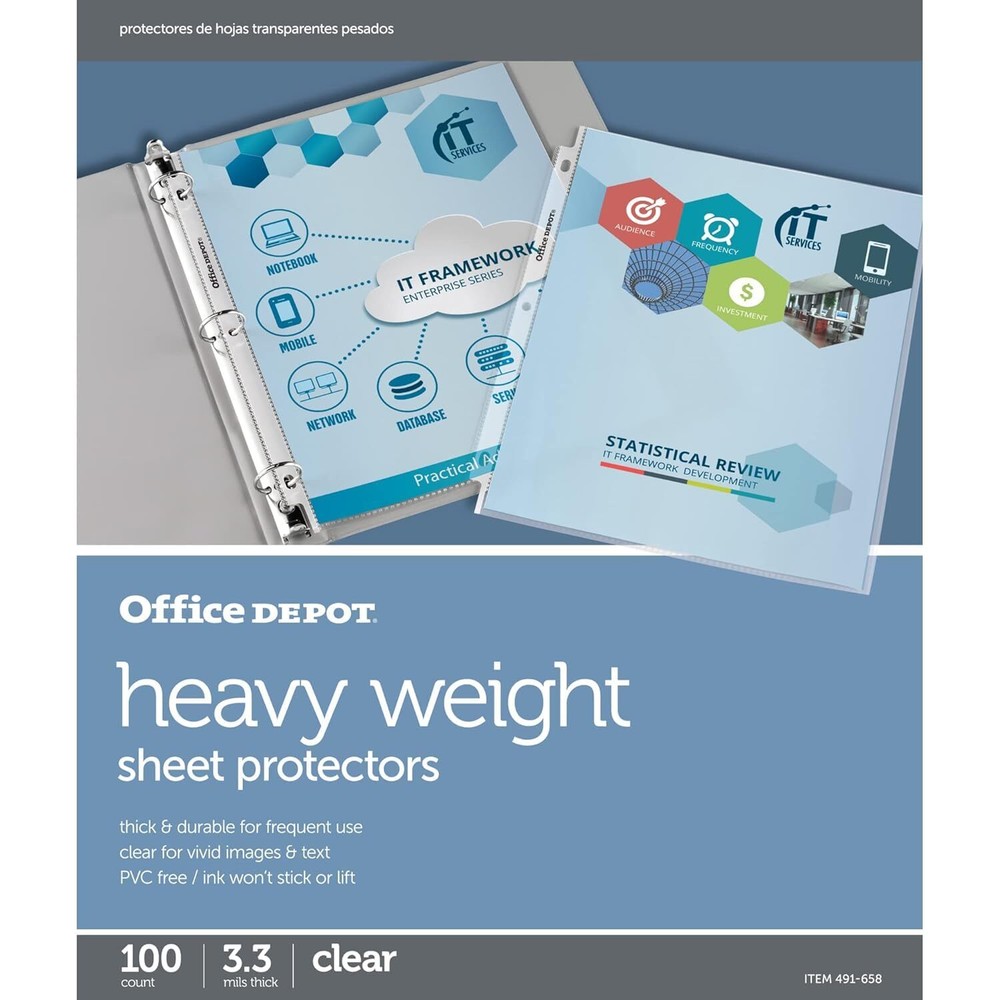 Office Depot Heavyweight Sheet Protectors, 8 1/2in. x 11in., Clear, Pack Of 1...