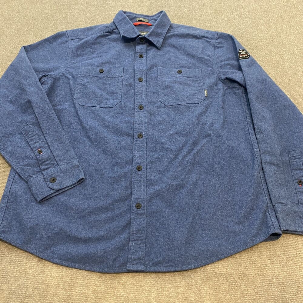 Eddie Bauer Shacket Mens Large Mountain Ops Flannel Shirt Jacket Overshirt Blue