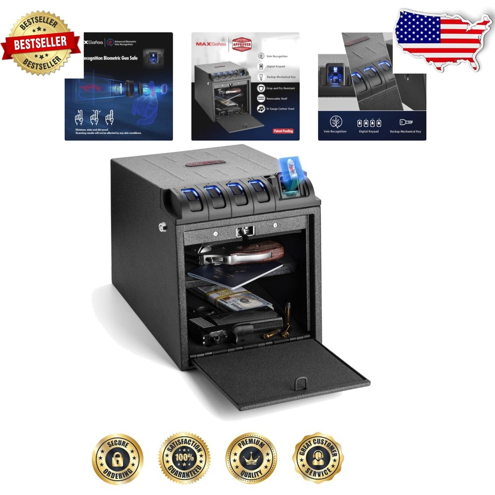 CA DOJ Approved Biometric Gun Safe with Fast Vein Recognition for Quick Access-image