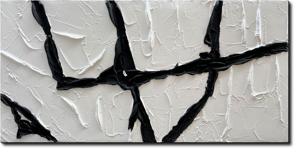 Black and white thick texture hand-painted oil painting decoration mural
