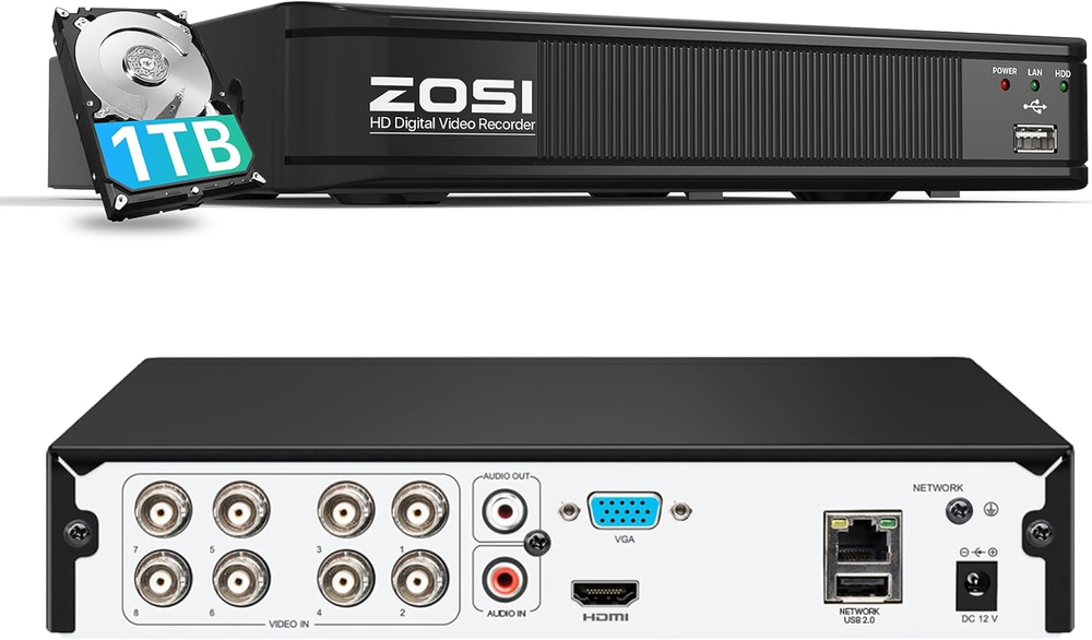 H.265+ 5MP 3K Lite 8 Channel CCTV DVR Recorder, AI Human Vehicle Detection, Aler