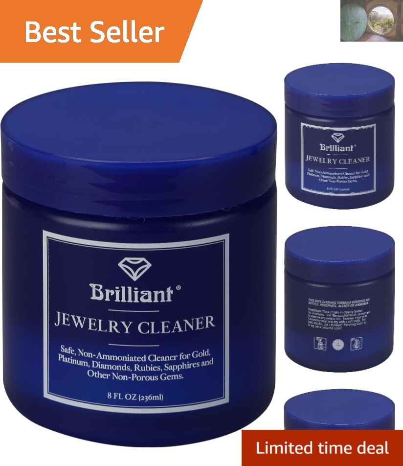 Non-Toxic 8oz Jewelry Cleaner with Brush & Basket for Gleaming Shine