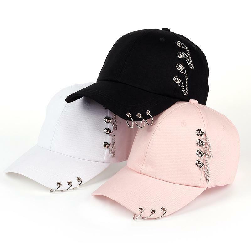 Adjustable Baseball Hat with Rings Chain Outdoor Sports Sun for Women
