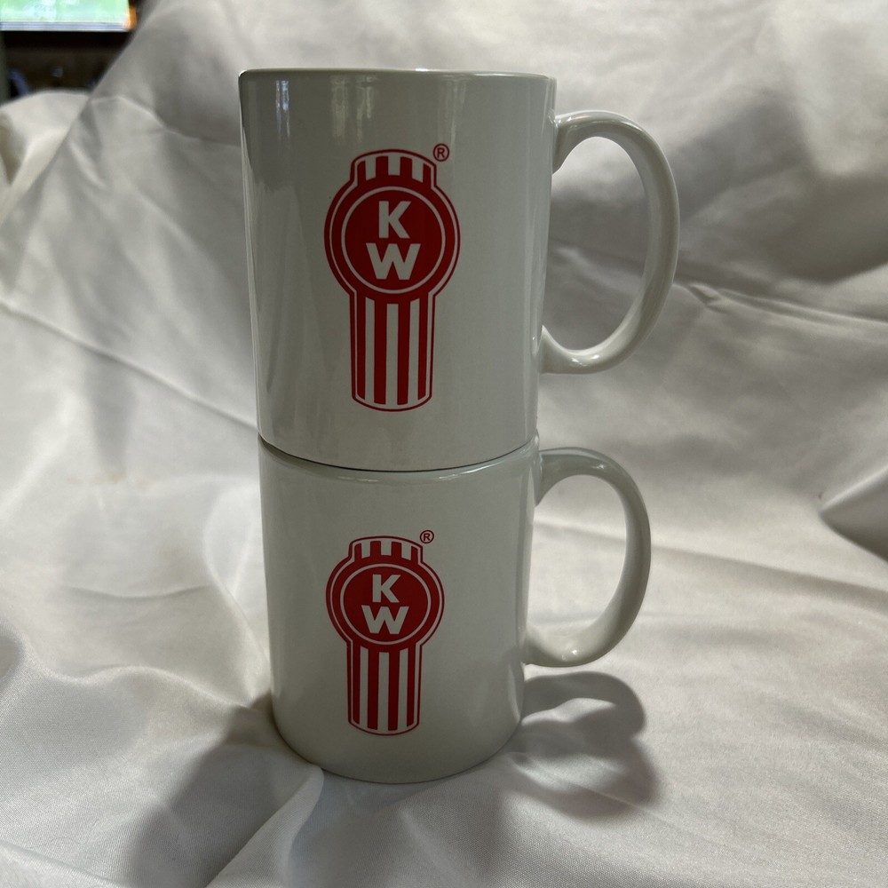 Kenworth Coffee Mugs A Pair KW Logo Chillicothe, Ohio Cup Cocoa Tea Hot Cold