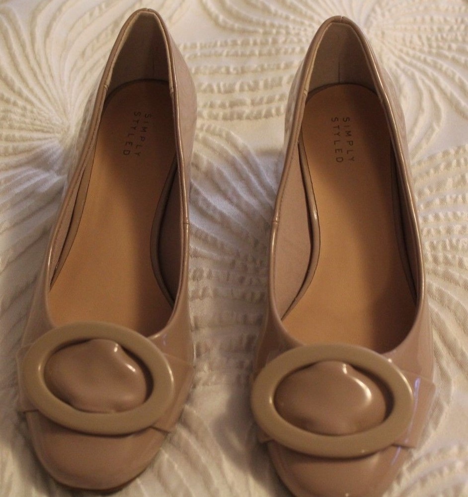 Simply Styled  Patent Leather SZ 7 Beige Block heal MSRP:$34.99  Buy Now: $29.99-image