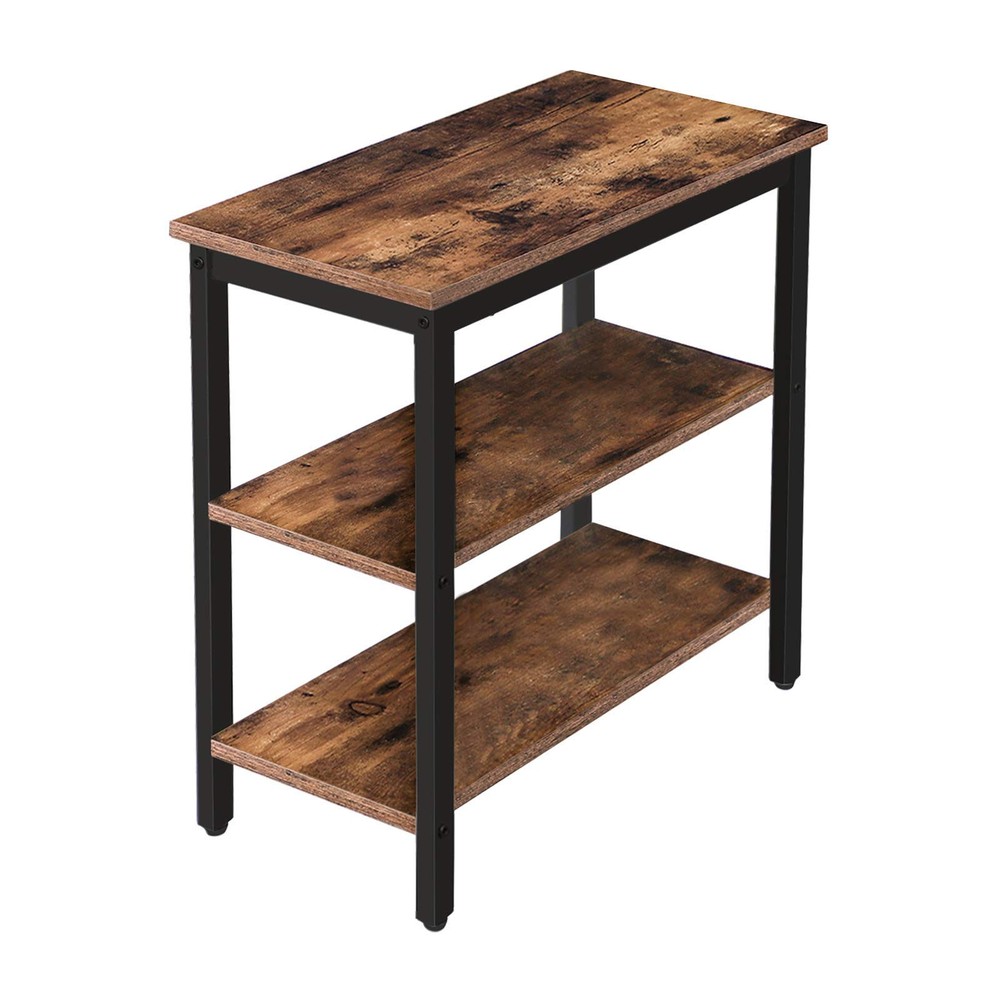 HOOBRO Rustic 3-Tier Narrow End Table with Storage Shelf for Small Spaces