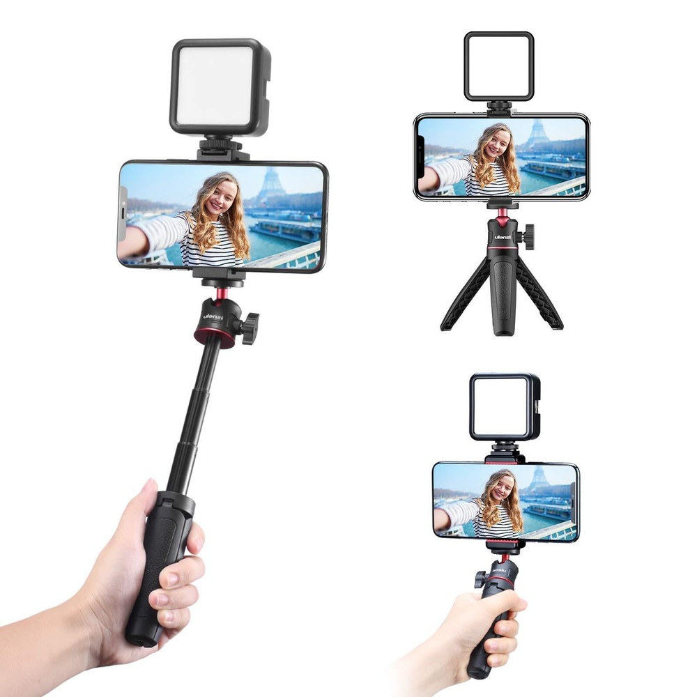 ULANZI Smartphone Vlogging Kit with Adjustable Handle Grip, Mini Tripod, Dimm...