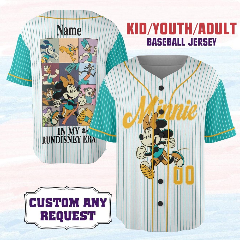 2025 runDisney Minnie Marathon Baseball Jersey for Kids Men Women