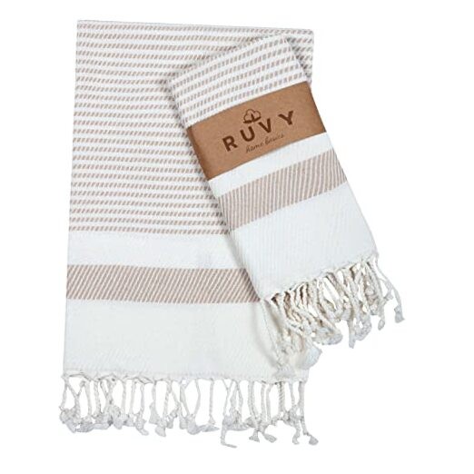 Modern Beige Turkish Hand Towels Set of 2 for Bathroom