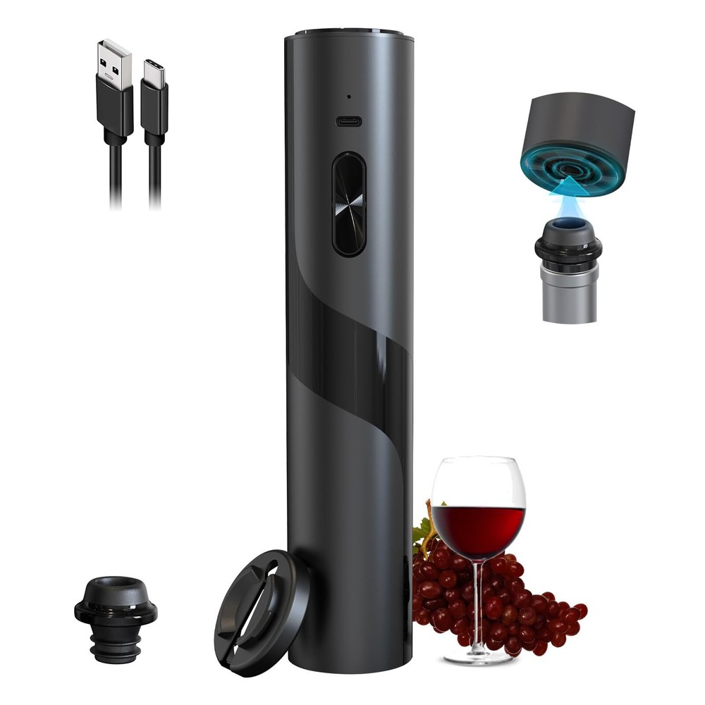 USB Rechargeable Electric Wine Opener with Vacuum Pump Corkscrew for Wine Bottles