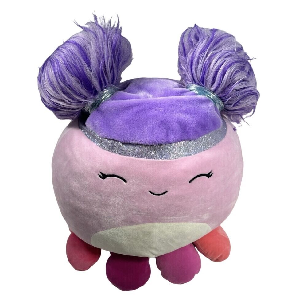 KellyToy Squishmallow 16 Inch Squish Doo Jeanne the Pink Octopus Purple Hair