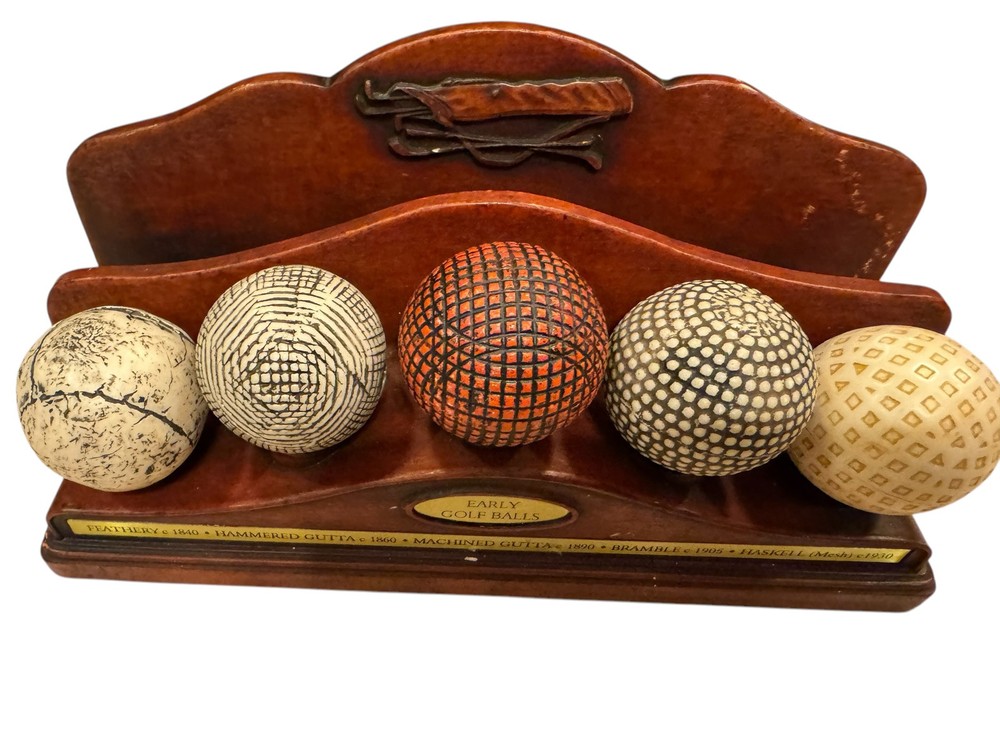Early Golf Ball  Display File Letter Holder Desk Organizer Paperweight
