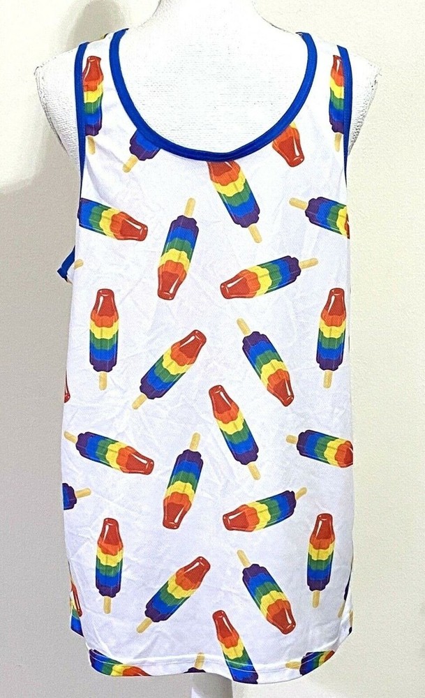 Uzzi Performance Gear Mens Muscle Shirt Tank Rainbow Popsicle Pride Size Large
