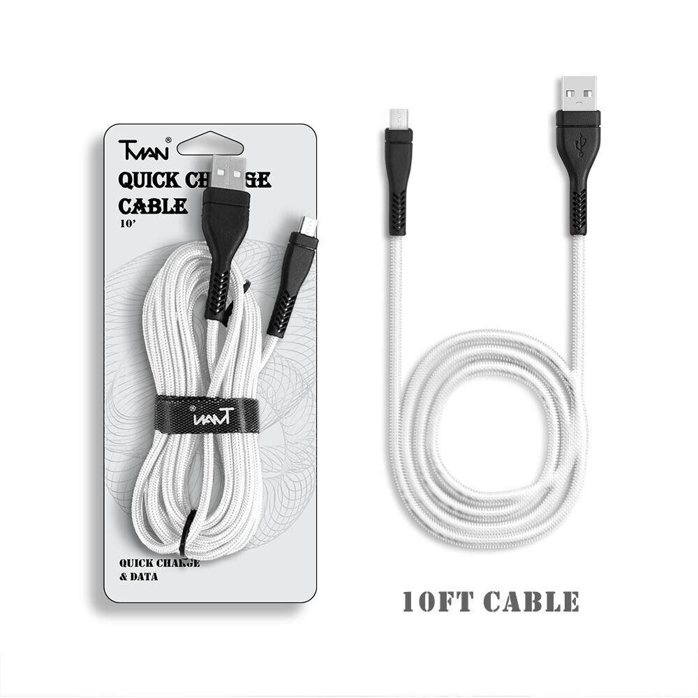 10ft Fast USB Cord for Amazon Kindle Fire HD 10 (2017), PaperWhite EY21, Oasis