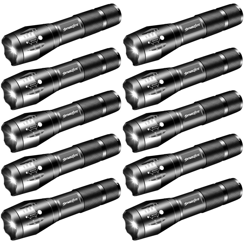 10 Pack Super Bright LED Flashlight Small Flashlights Zoomable Working Torch