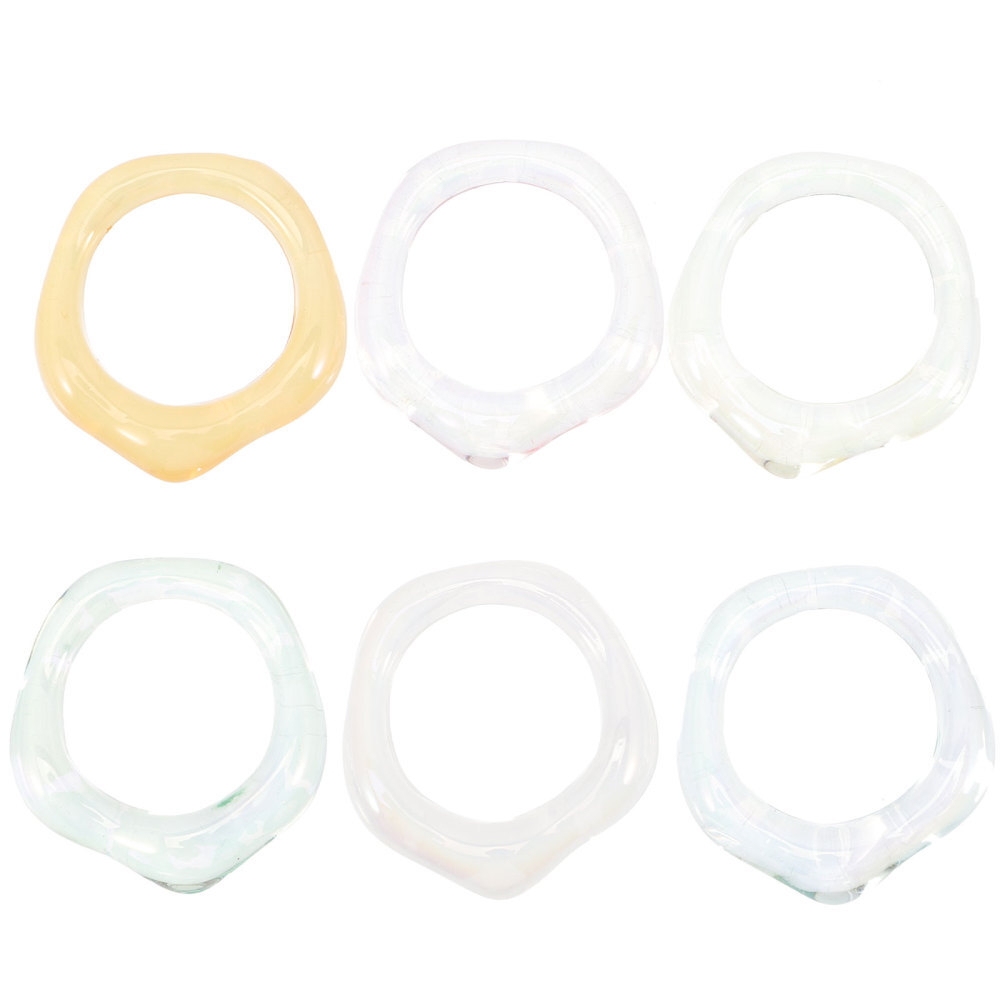6Pcs Women Rings Trendy Jewelry Teen Girls Rings Resin Rings