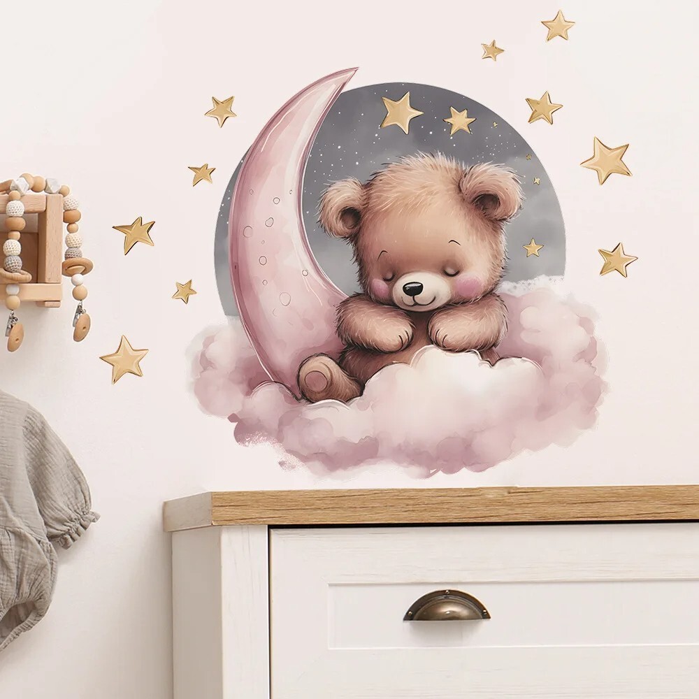 Removable Wall Sticker Kid Baby Bedroom Decal Cartoon Moon Bear Decal Vinyl Deco