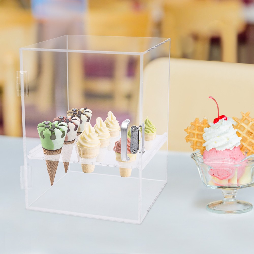 9 Hole Arcylic IceCream Cone Cabinet Egg Roll Display Waffle Cone Storage Case