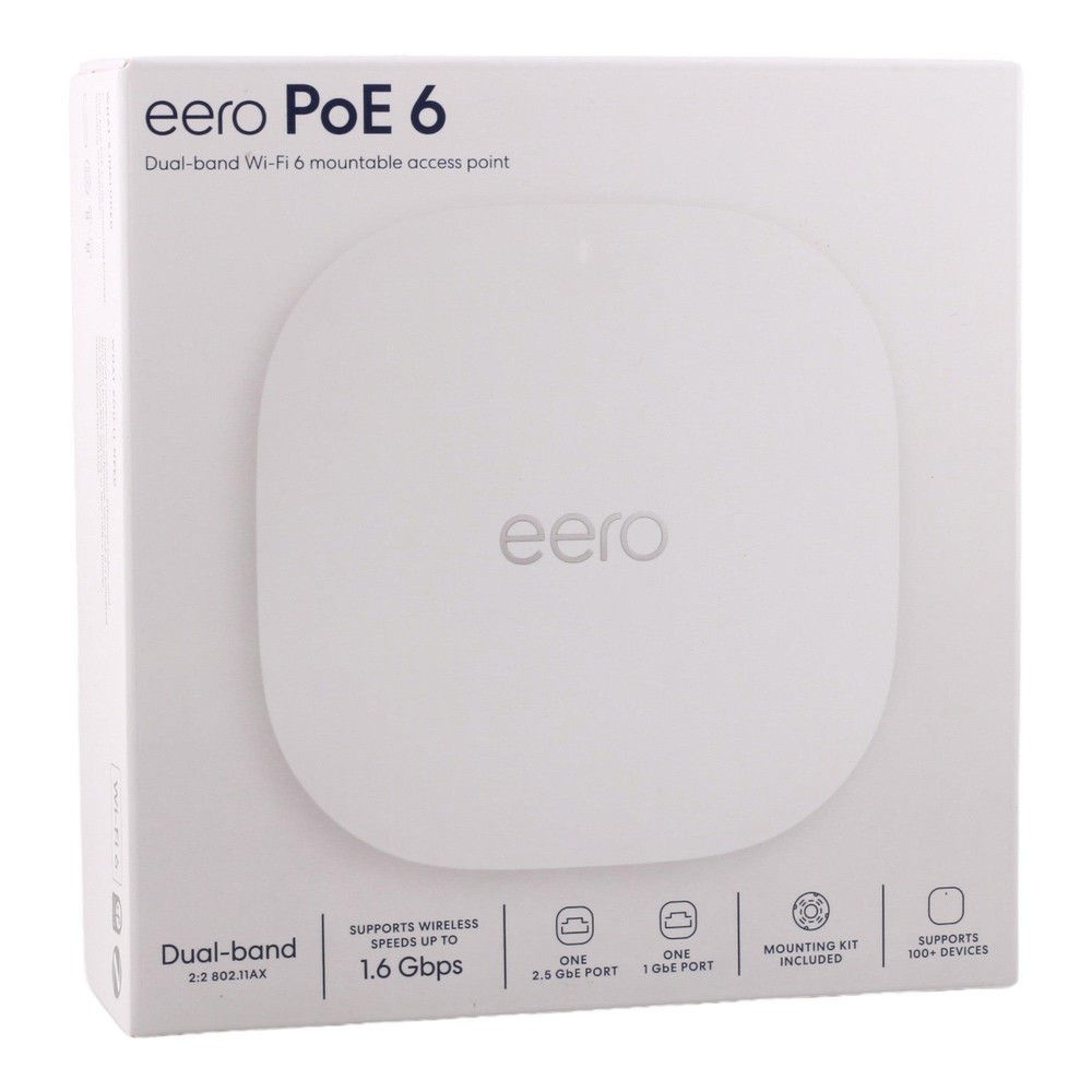 Eero PoE 6 T011111 T010001 Dual-Band Ceiling/Wall-Mountable Wi-Fi 6 Access Point