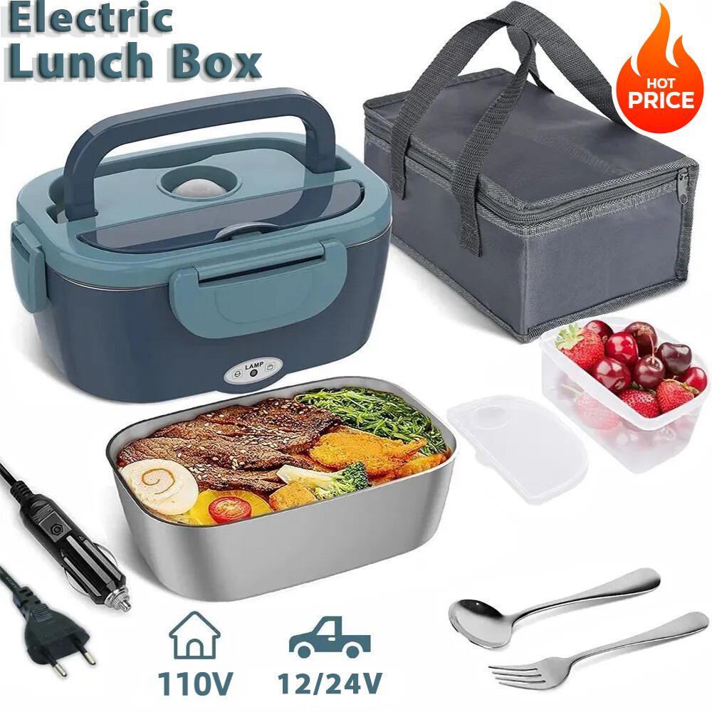 1.8L Electric Lunch Box Portable for Car Office Food Warmer Container w/ Bag 80W