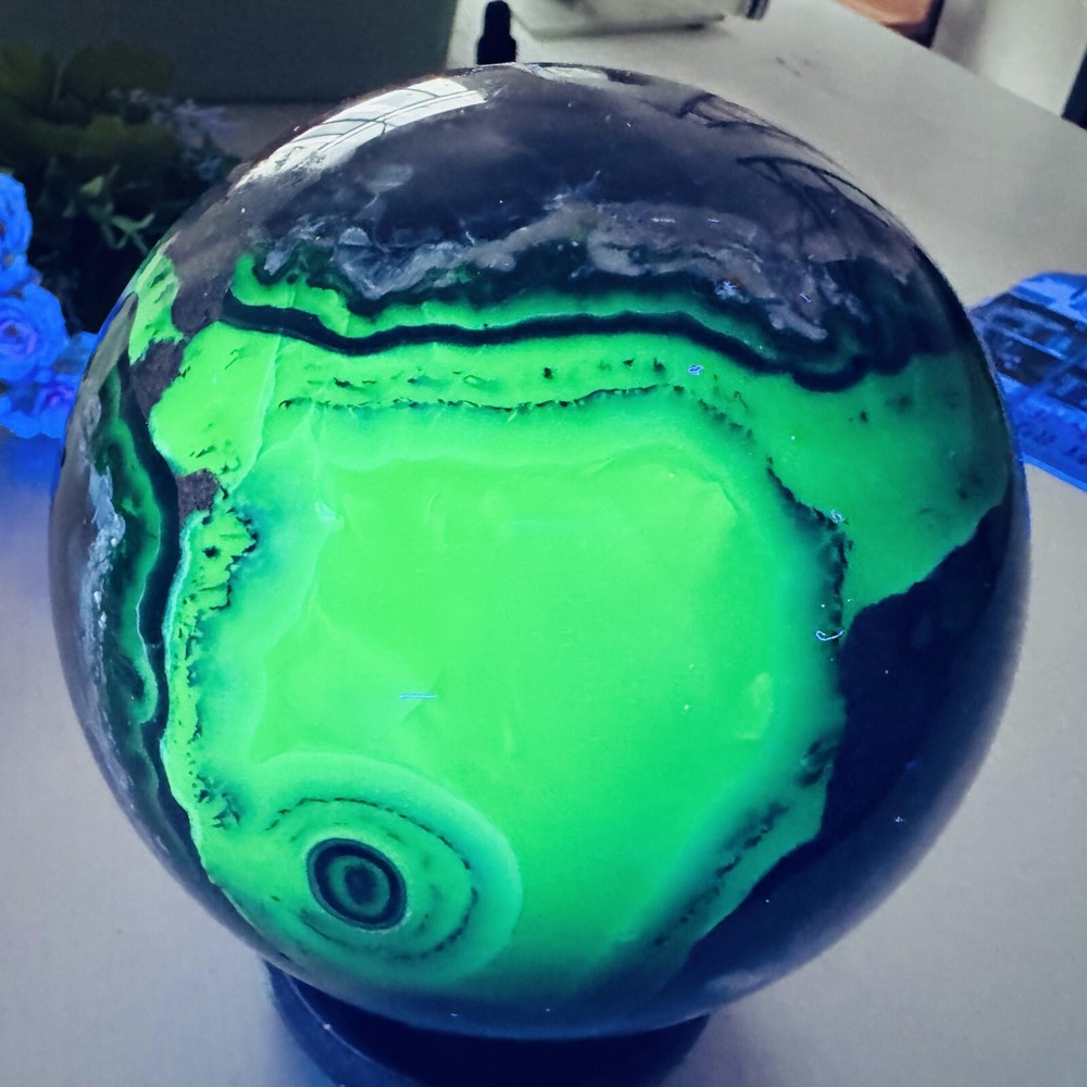 11.57LB RARE Natural blue Volcanic Rock agate Sphere Quartz Crystal Ball Healing