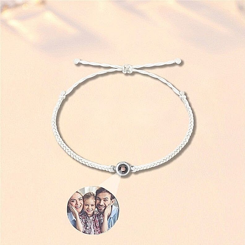 Personalized Circle Photo Projection Braided Rope Bracelet Fashion Jewelry Gift-image