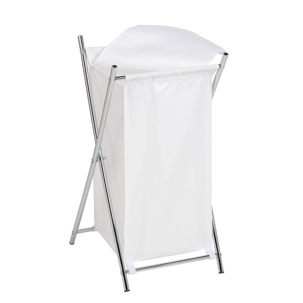 Chrome Frame White Single Sorter Laundry Hamper by Honey-Can-Do HMP-01126  