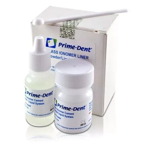Prime-Dent Dental Glass Ionomer Luting Cement Kit Crowns 10g/6ml Kit