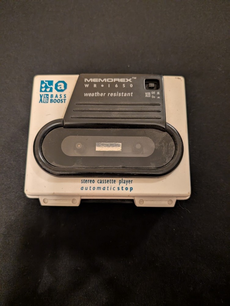 Memorex WR-1650 weather-resistant cassette player with Bass Boost stereo sound