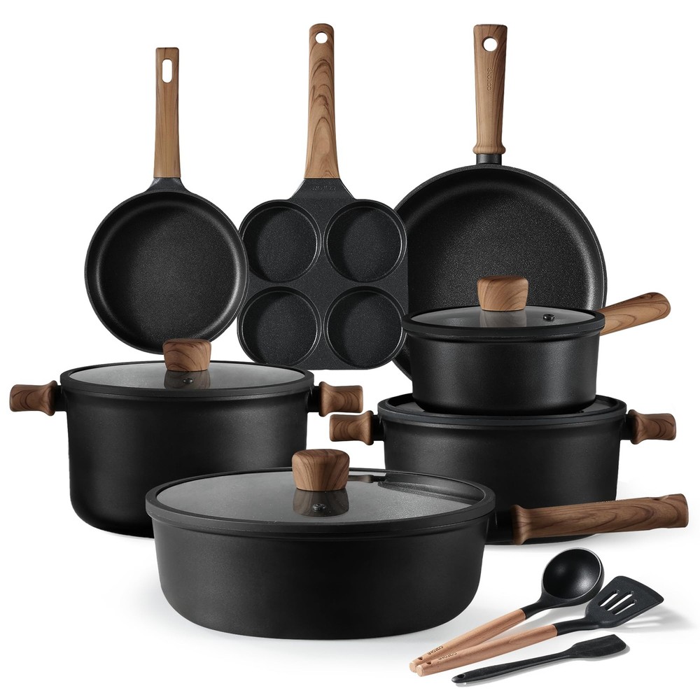 Nonstick 14-Piece Titanium Induction Cookware Set with Pots and Pans