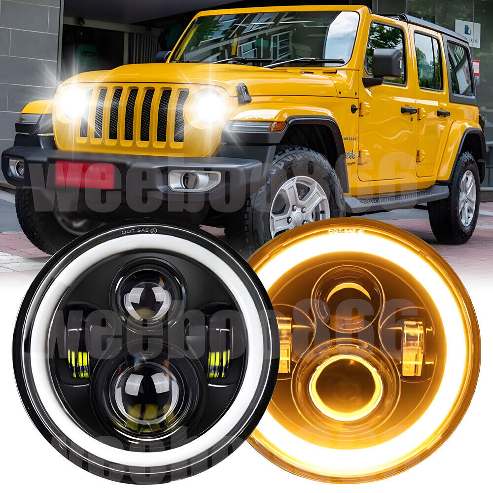 7-Inch Round LED Halo Headlights for Jeep Wrangler JK LJ TJ CJ