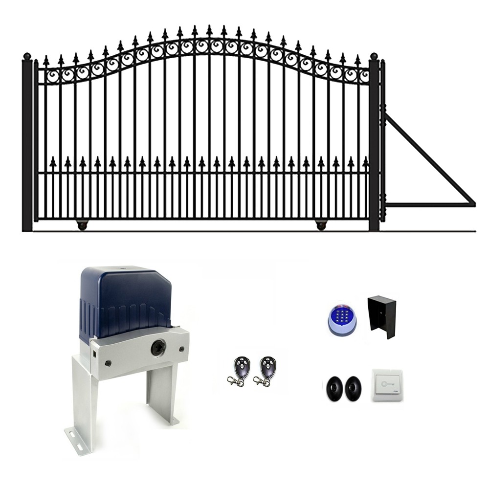 ALEKO Automated Yard Steel Sliding 12' Driveway Gate Prague Style with Operator-image