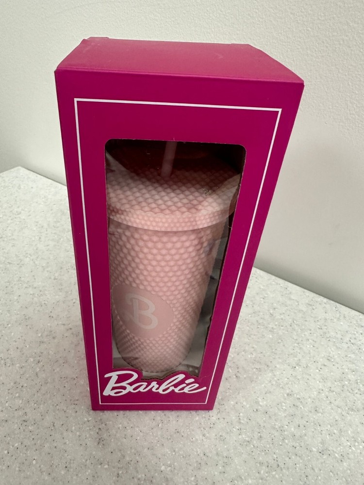 Barbie 24oz Light Pink Insulated Tumbler with Lid Straw B Letter Movie Inspired