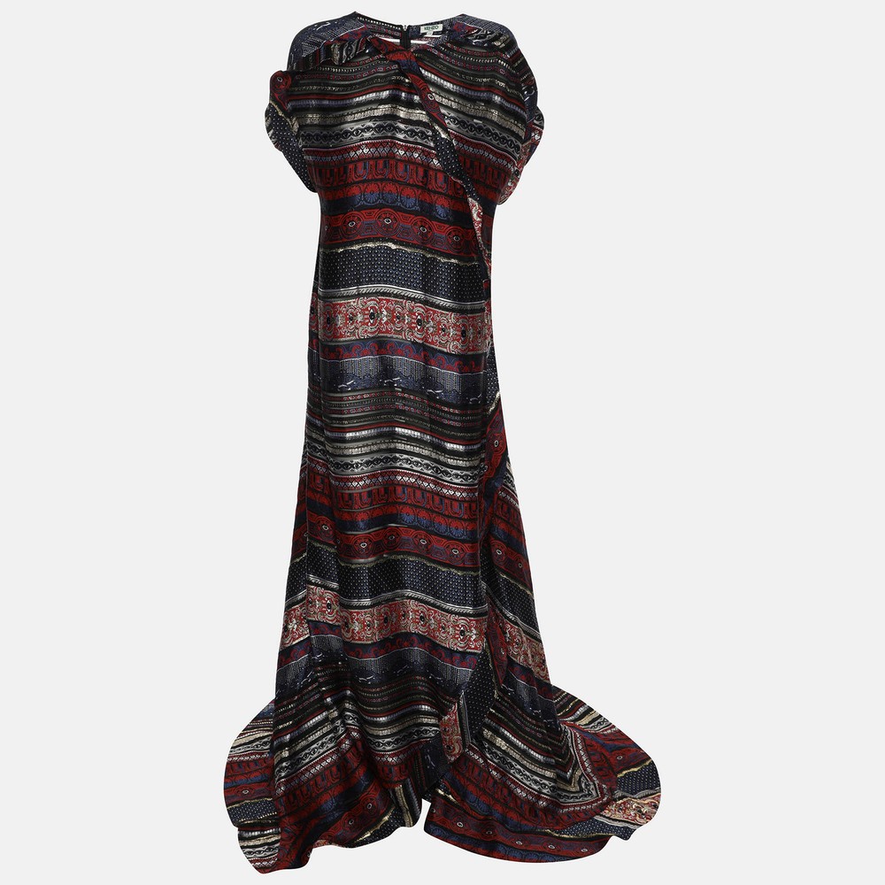 Kenzo Multicolor Brocade Fabric Silk Blend Dress XL