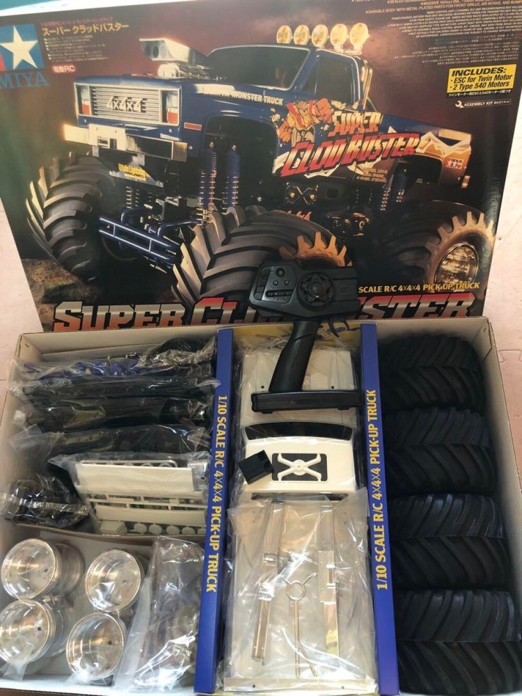 TAMIYA Super Clad Buster Full Set Chevrolet with Vintage Transmitter and Receiver for Classic RC Enthusiasts